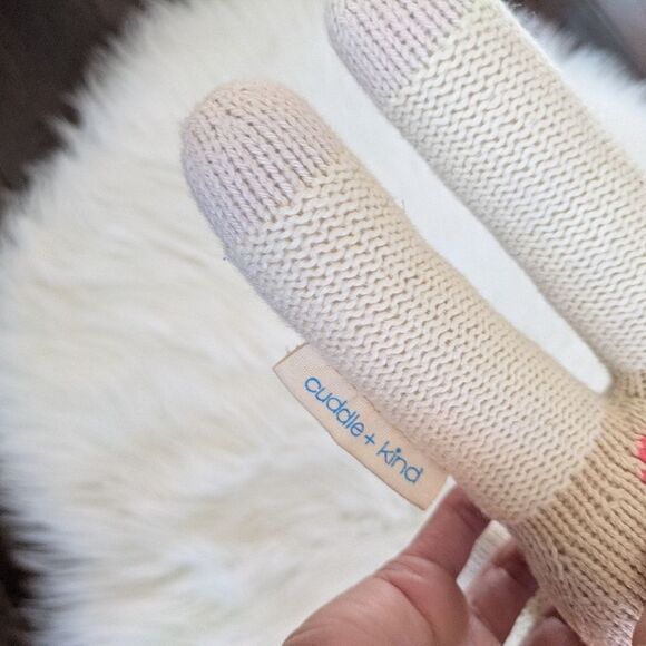 Cuddle + Kind 13" Small Lucy the Lamb Handmade Knit Lamb Plush Toy Cream Pink - Picture 5 of 8